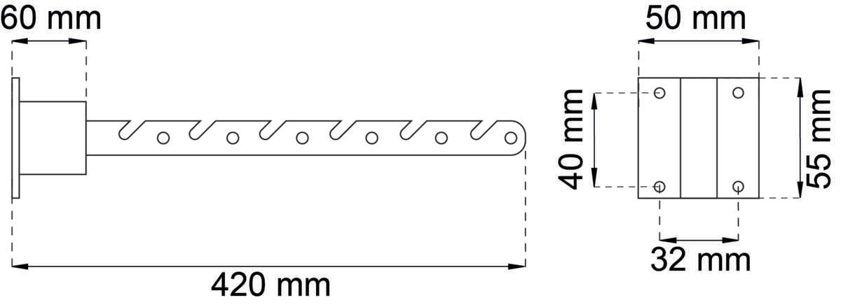 Habo 740 sort vegg tørkestang
