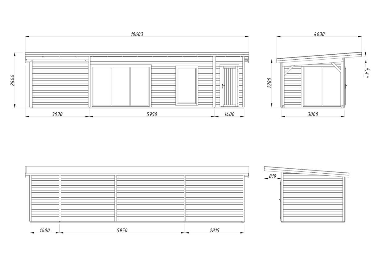 Palmako Andrea Slide Plus hagestue 21,1+7,9 m2