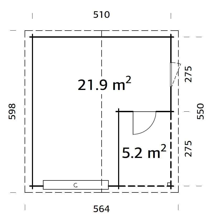 Palmako Roger 21.9+5.2 garasjebod m/leddport