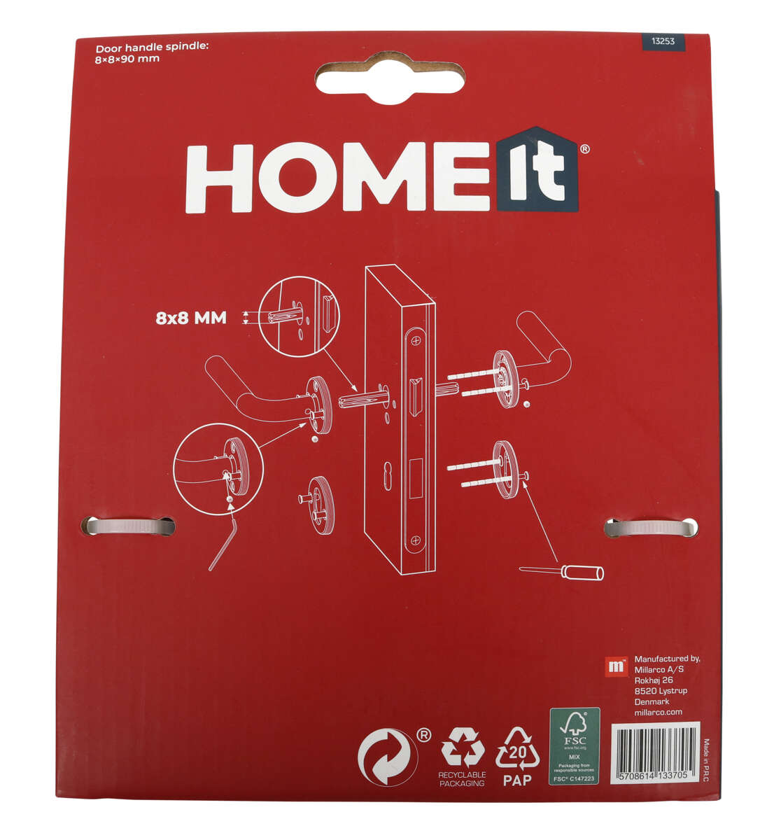 HOME It® dørhåndtak riflet L-grep, 19 mm