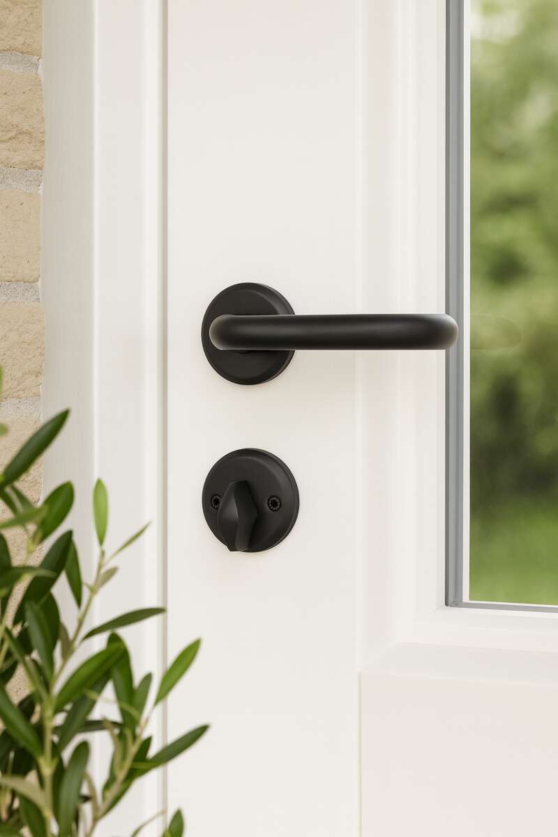 Home-it® dørhåndtakssett til hoveddør med 3 nøkler mattsvart