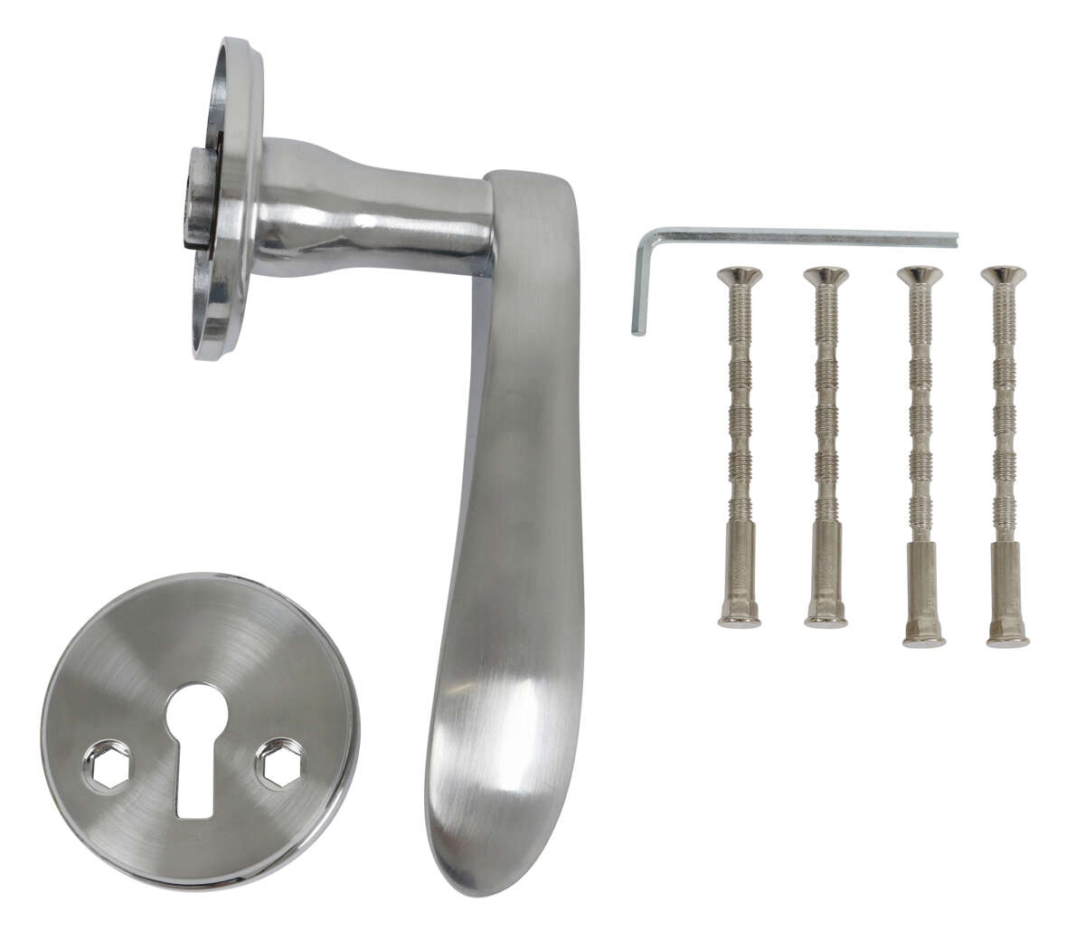 HOME It® dørhåndtak med rosetter, nøkkelskilt mattkrom