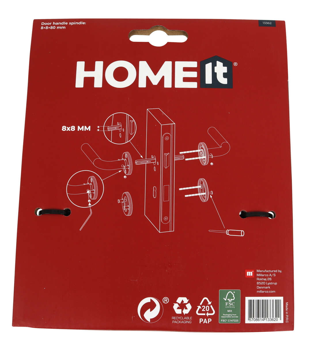 HOME It® dørhåndtak med rosetter, nøkkelskilt mattkrom