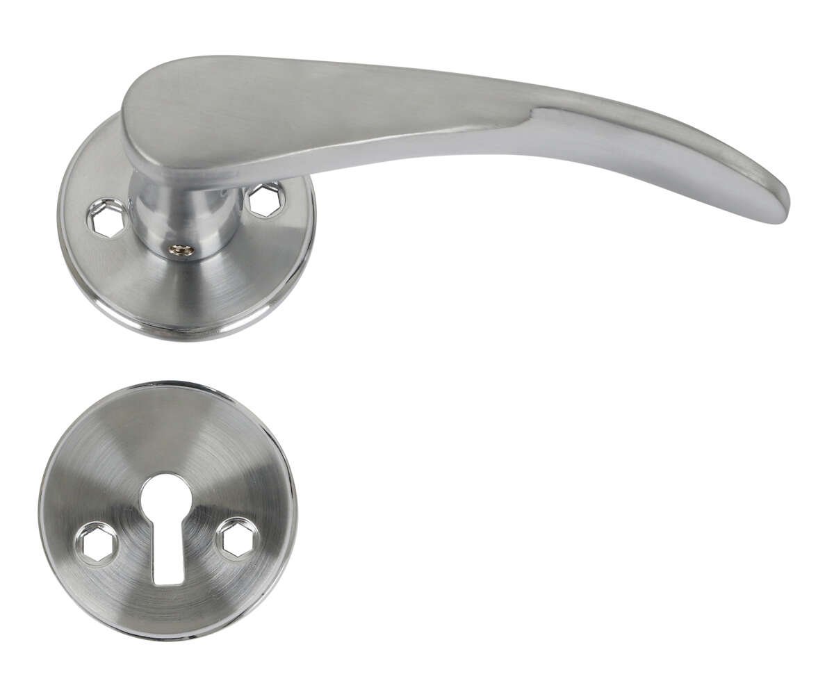 HOME It® dørhåndtak med rosetter, nøkkelskilt mattkrom