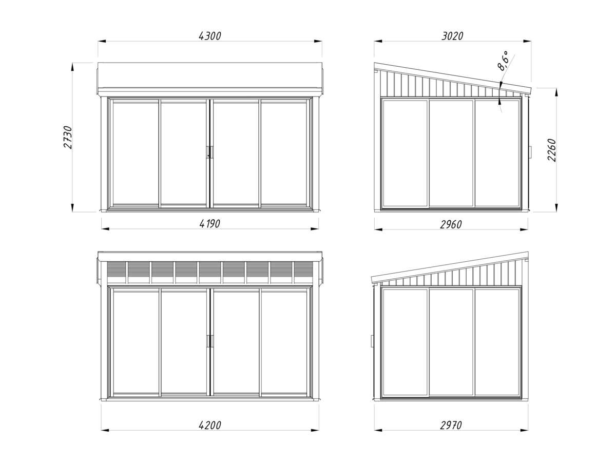 Palmako Lumi Slide hagestue 11.6 m2