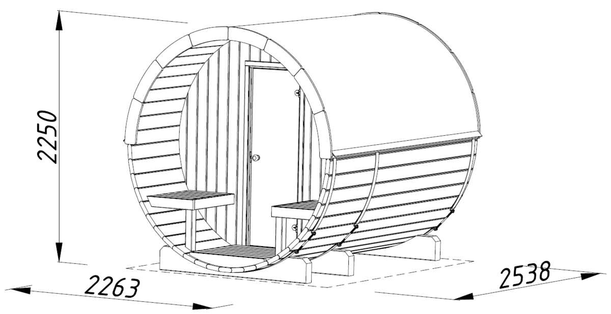 Palmako Badstutønne Anita 1,3+0,7 m2