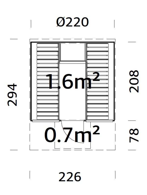 Palmako Badstutønne Anita 1.6+0.7 m2 Glassfront