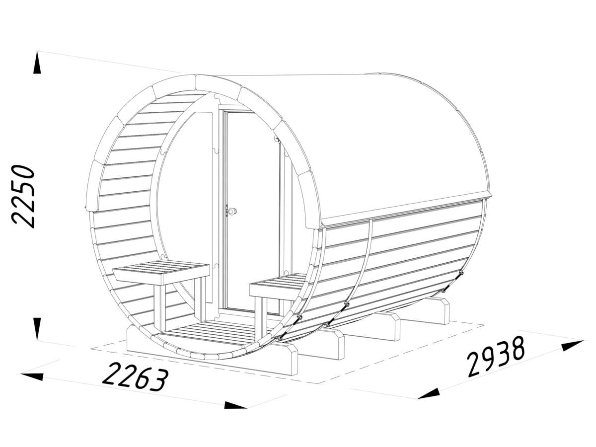 Palmako Badstutønne Anita 1.6+0.7 m2 Glassfront