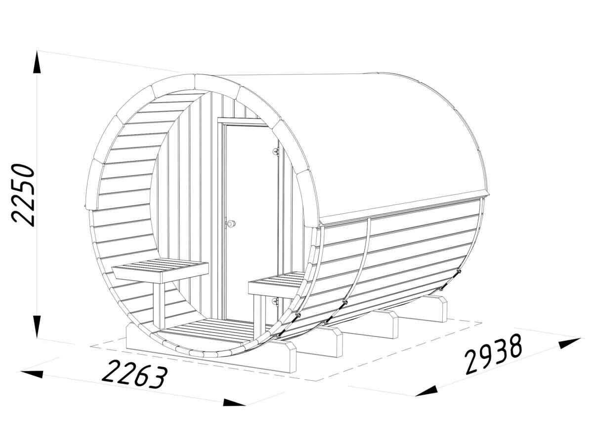 Palmako Badstutønne Anita 1.6+0.7 m2