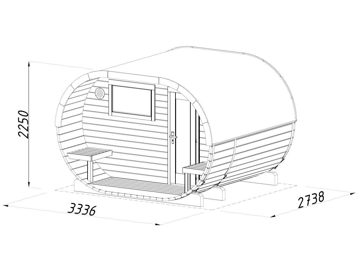 Palmako Badstutønne Anette 3,0+1,5 m2