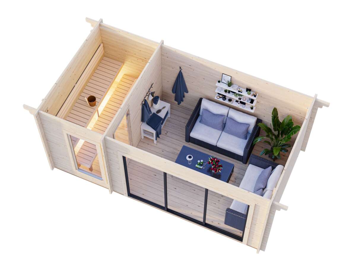 Palmako Badstue Sanna 12.8 m² m/skyvedør