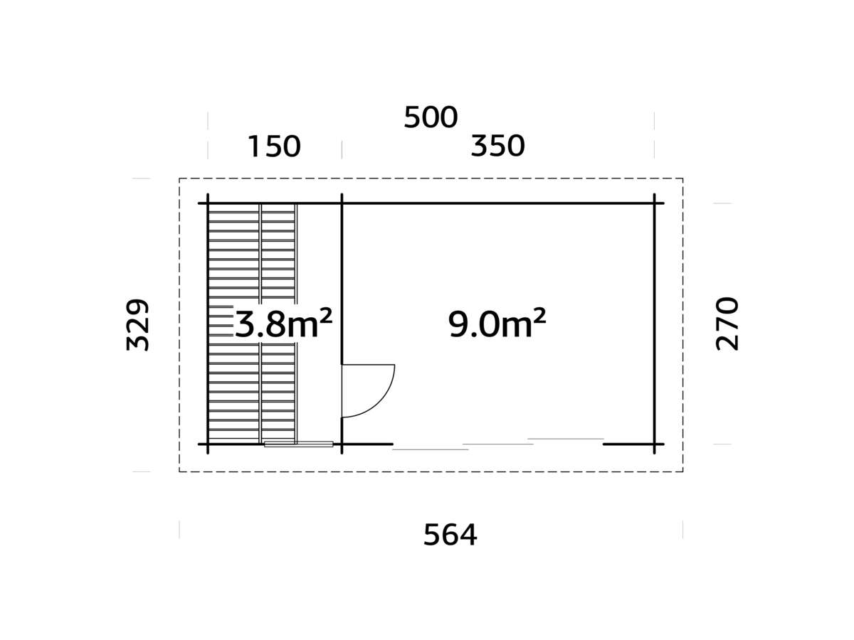 Palmako Badstue Sanna 12.8 m² m/skyvedør