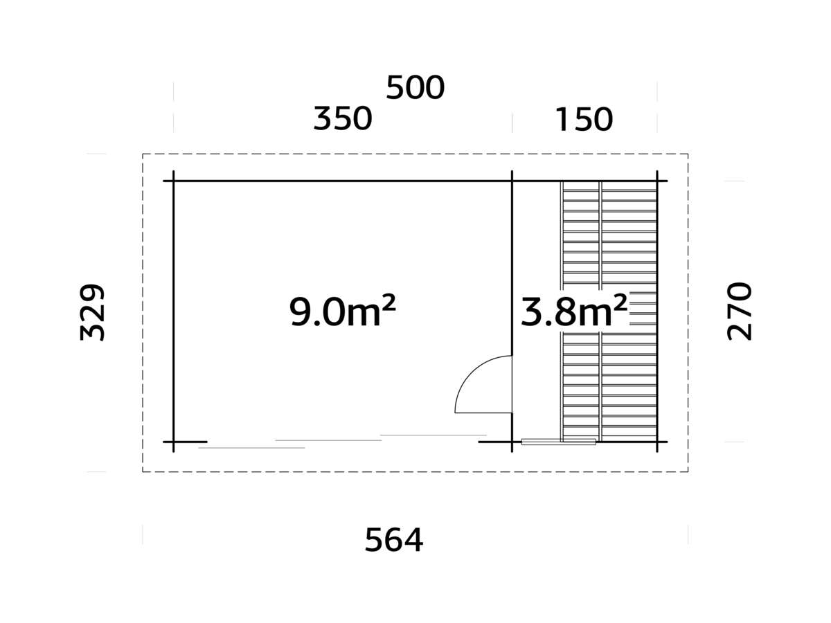 Palmako Badstue Sanna 12.8 m² m/skyvedør