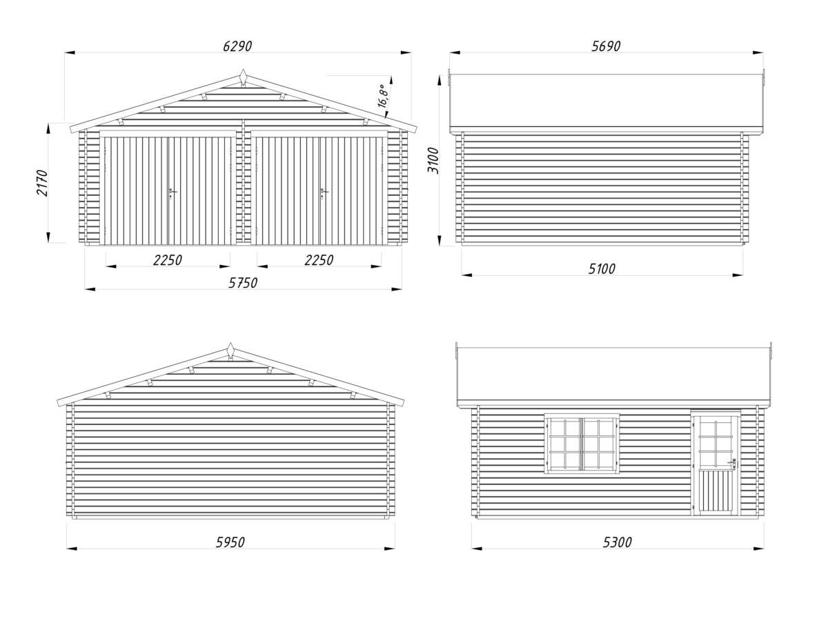 Palmako Roger 28,4 garasjebod med 2 doble porter