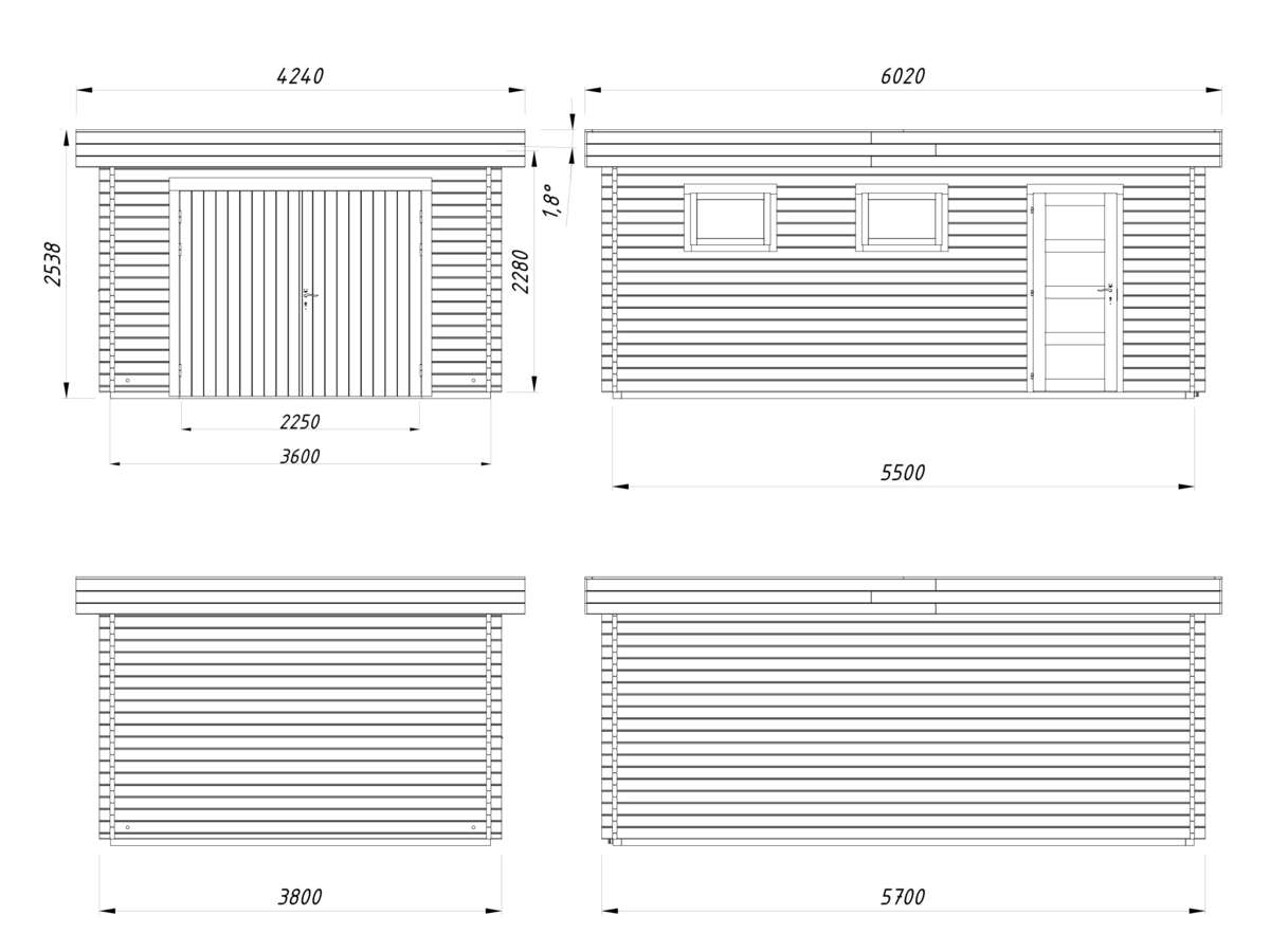 Palmako Rasmus 19.0 garasjebod m/treport