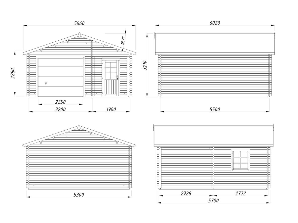 Palmako Roger 21.9+5.2 garasjebod m/leddport