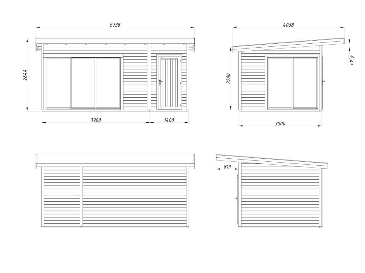 Palmako Andrea Slide Plus hagestue 15,2 m2