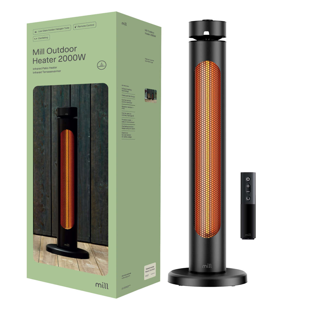 Mill CBOC20F gulv infrarød oscillerende terrassevarmer