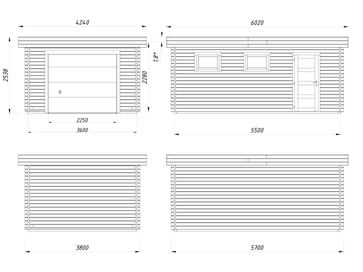 Palmako Rasmus 19.0 garasjebod m/leddport