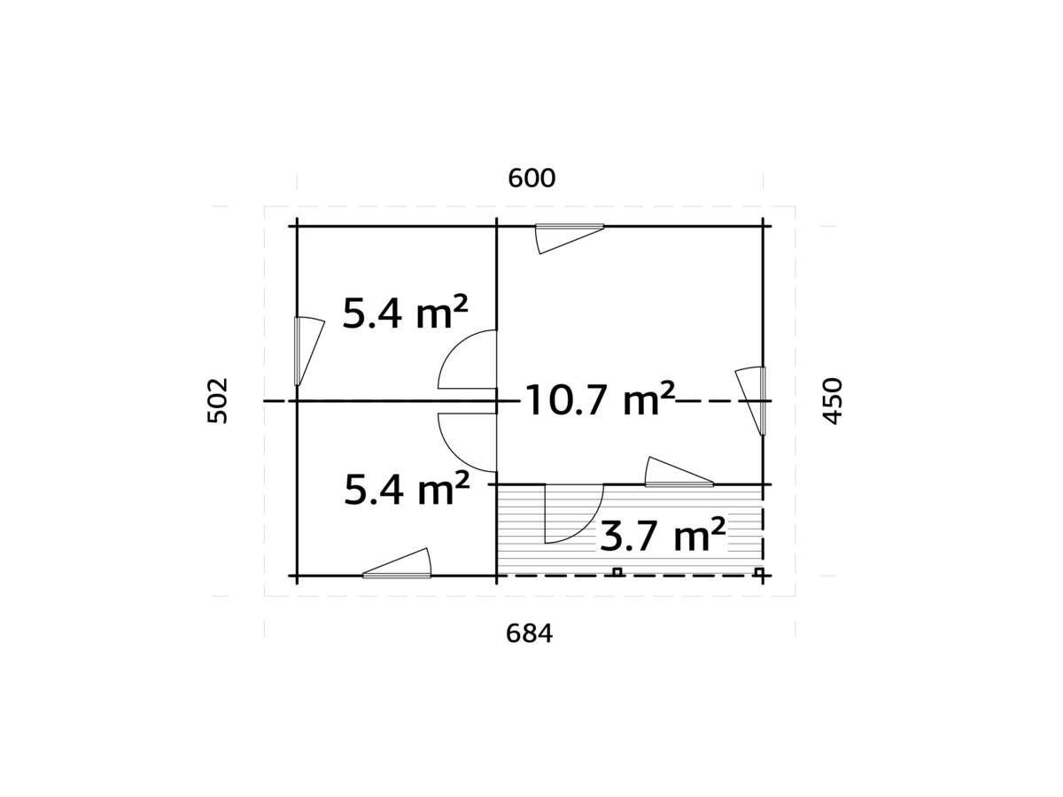 Palmako Hytte Sandra 21,5+3,7 m2
