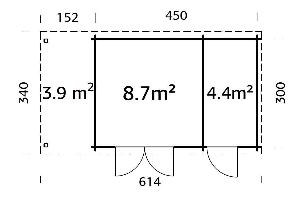 Palmako Ella gjestehytte 13,1+3,9 m²