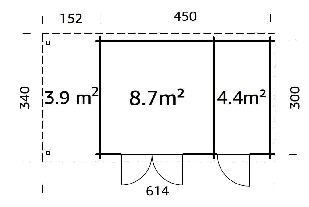 Palmako Ella gjestehytte 13,1+3,9 m²