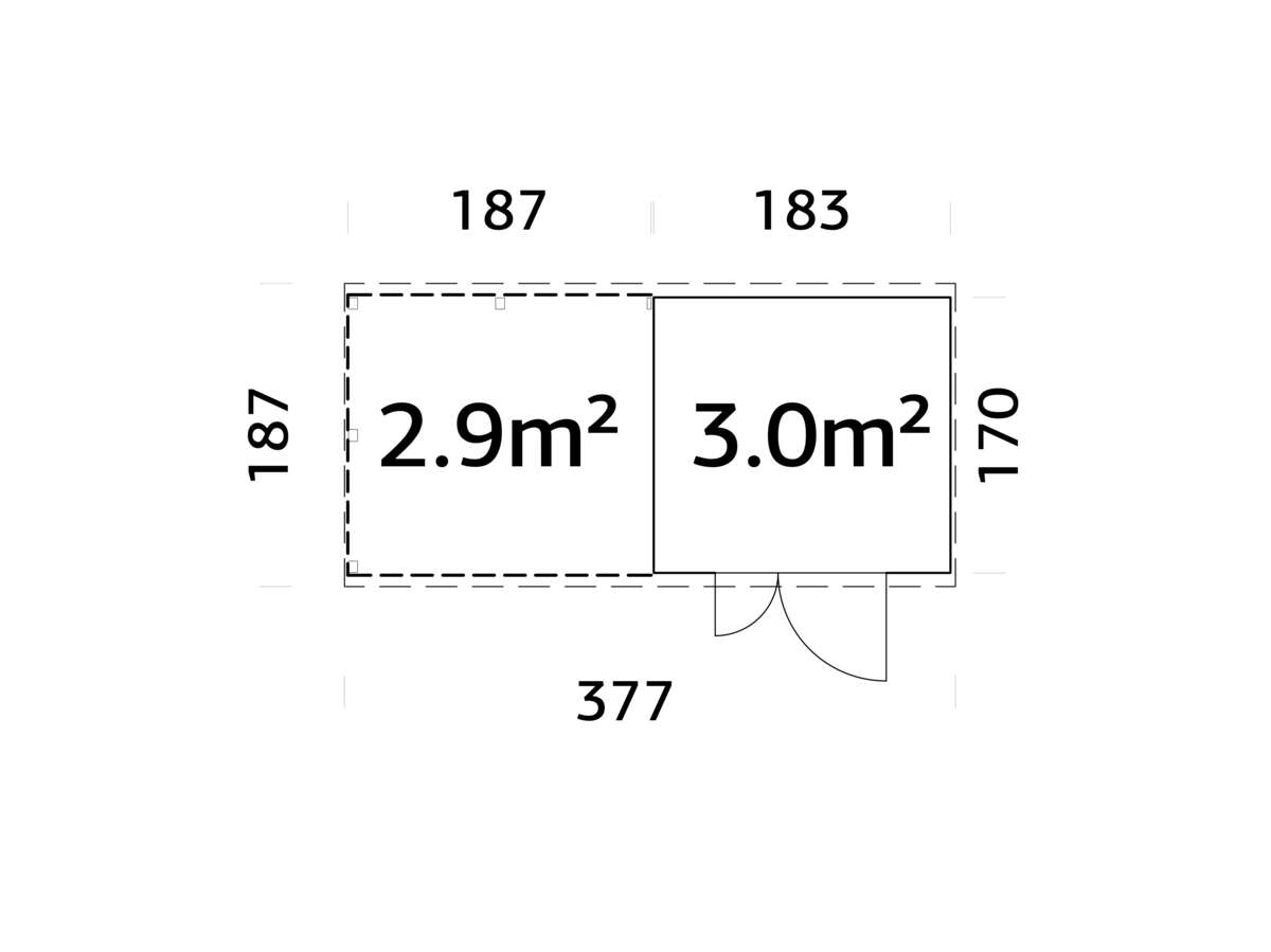 Palmako Leif redskapsbod 3,0+2,9 m²