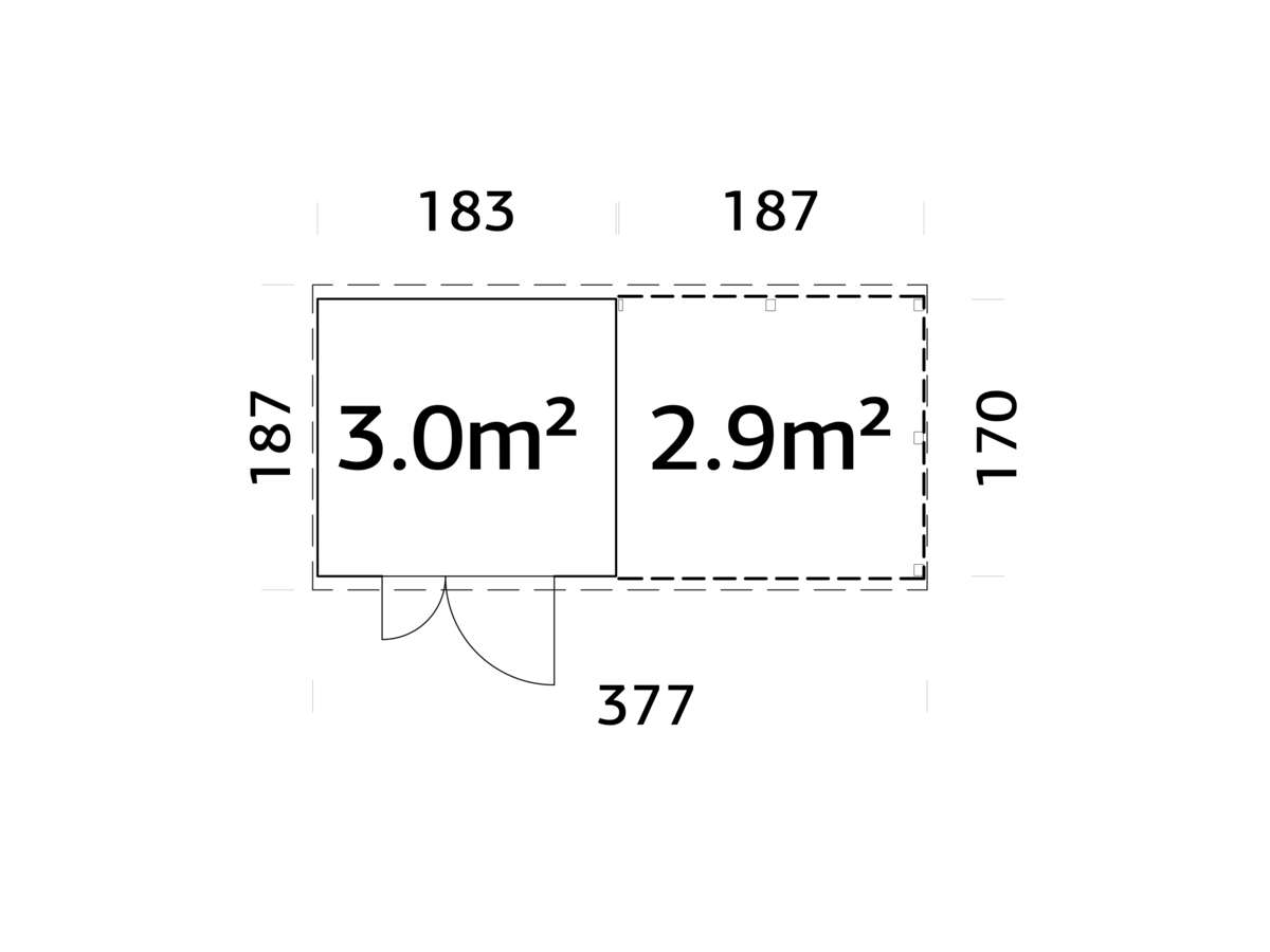 Palmako Leif redskapsbod 3,0+2,9 m²