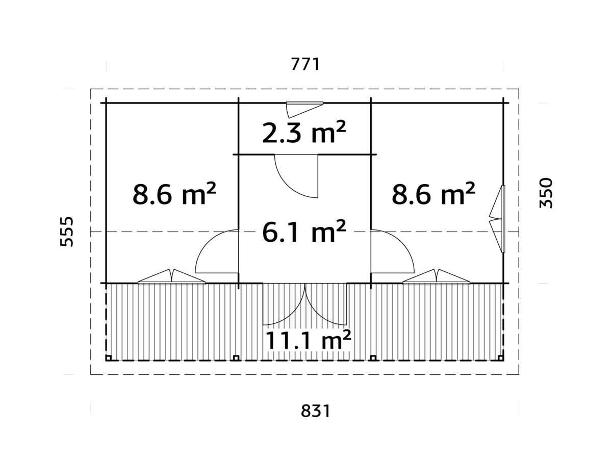 Palmako Hytte sandra 25,6+11,1 m2