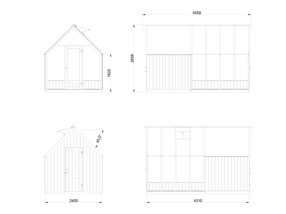 Palmako Emilia veksthus 5,4+4,0 m² gråmalt
