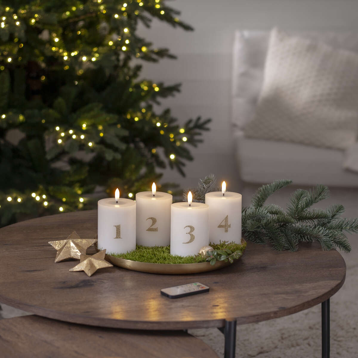 Flamme advent bateri kubbelys