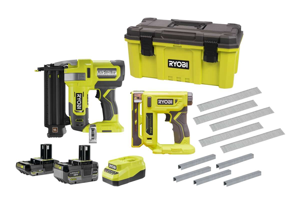 Ryobi ONE+ RCK182P-242TA dykkert- og stiftepistolsett m/2 batterier