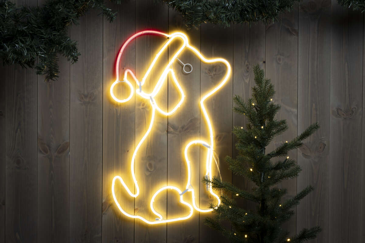 Neonskilt Julehund