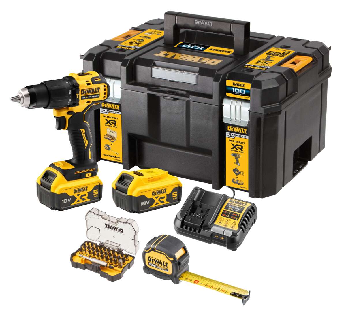 DeWalt DCZ100P2KT-QW slagdrill m/batteri og bits