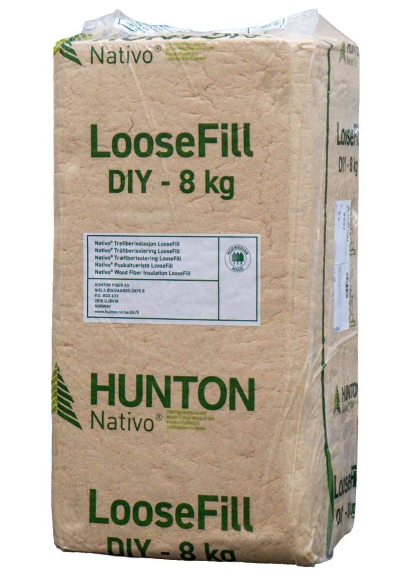 Hunton Nativo Loosefill DIY løsull av trefiber isolasjon