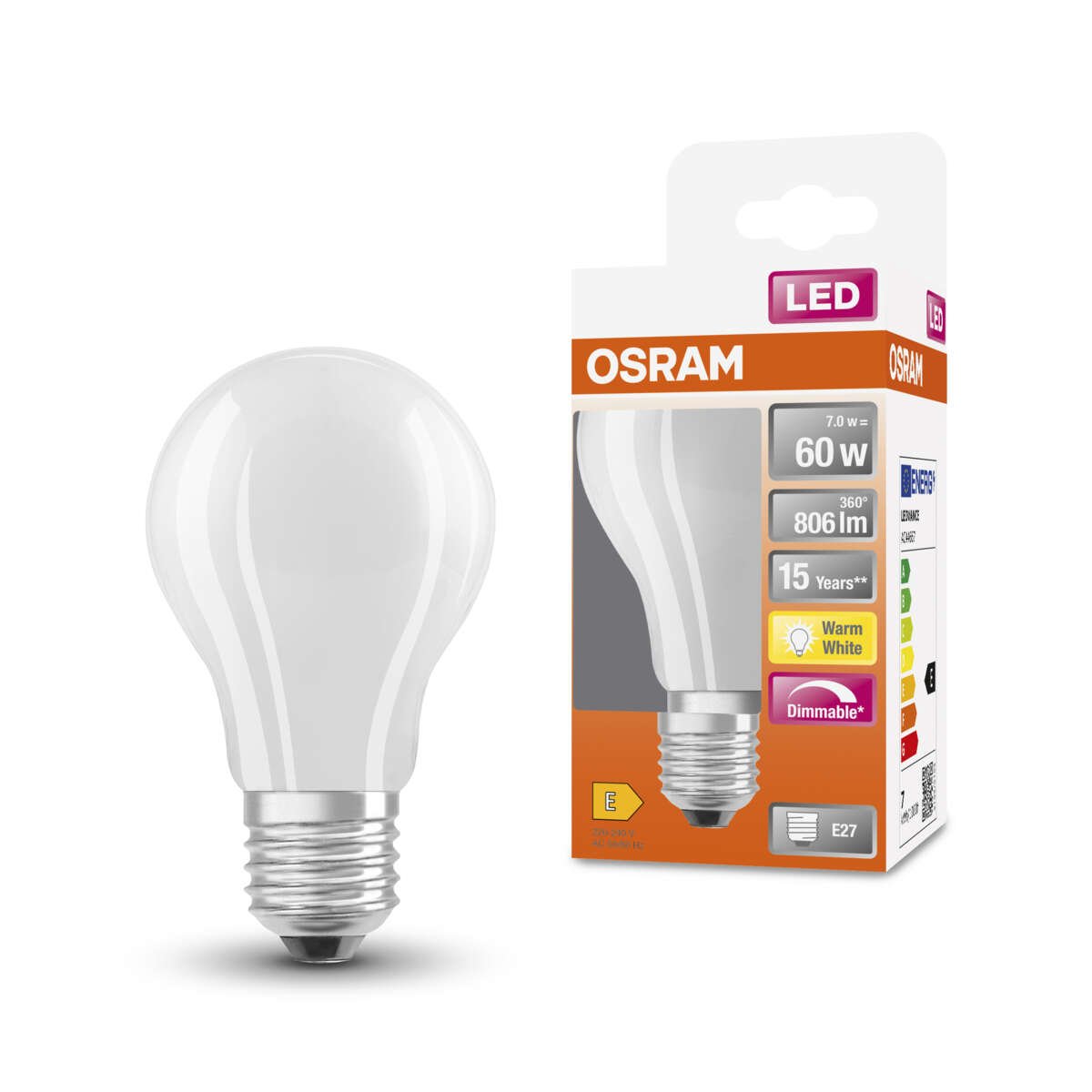 Osram LED Retrofit Classic A dimbar matt pære