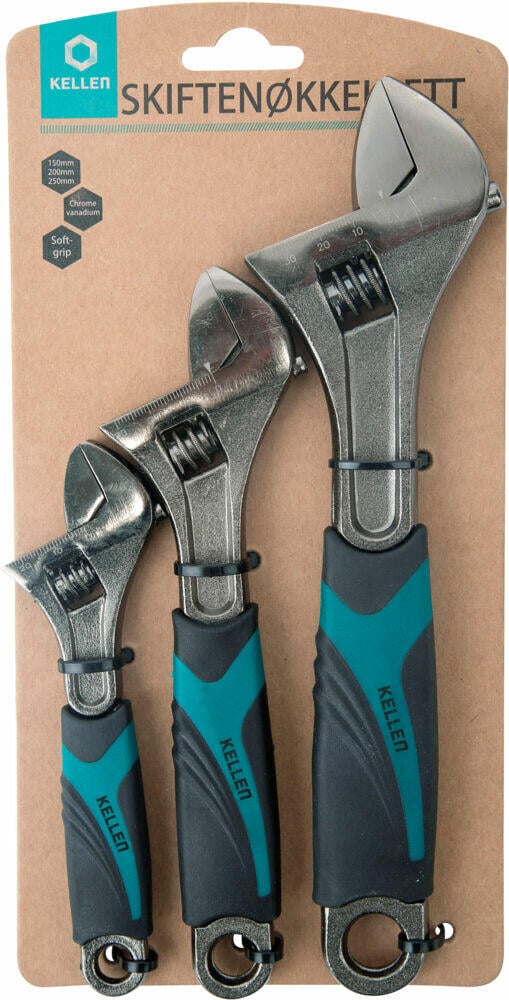 Kellen skiftenøkkelsett 3 deler