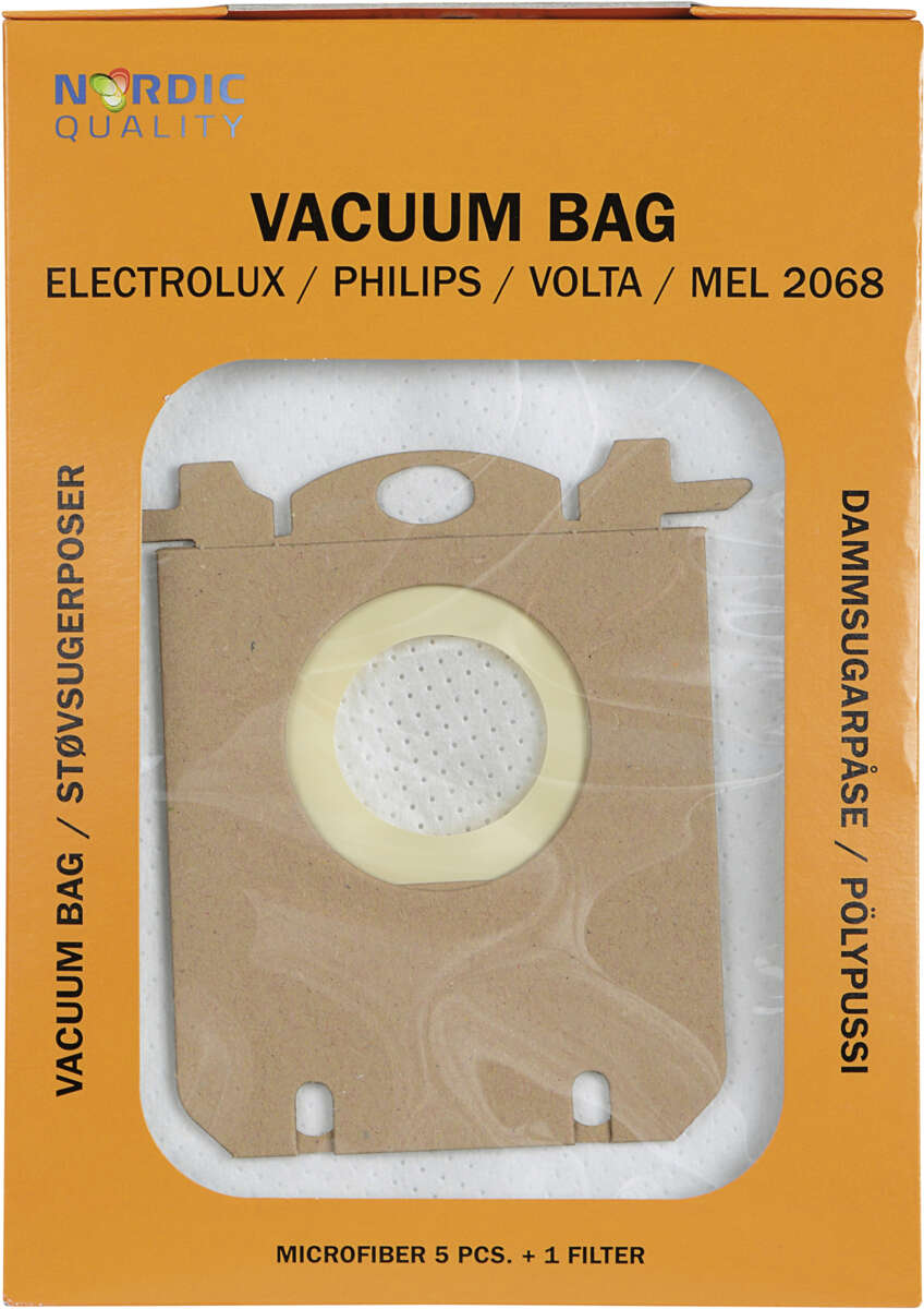 MEL 2068 støvsugerposer 5pk + 1 filter