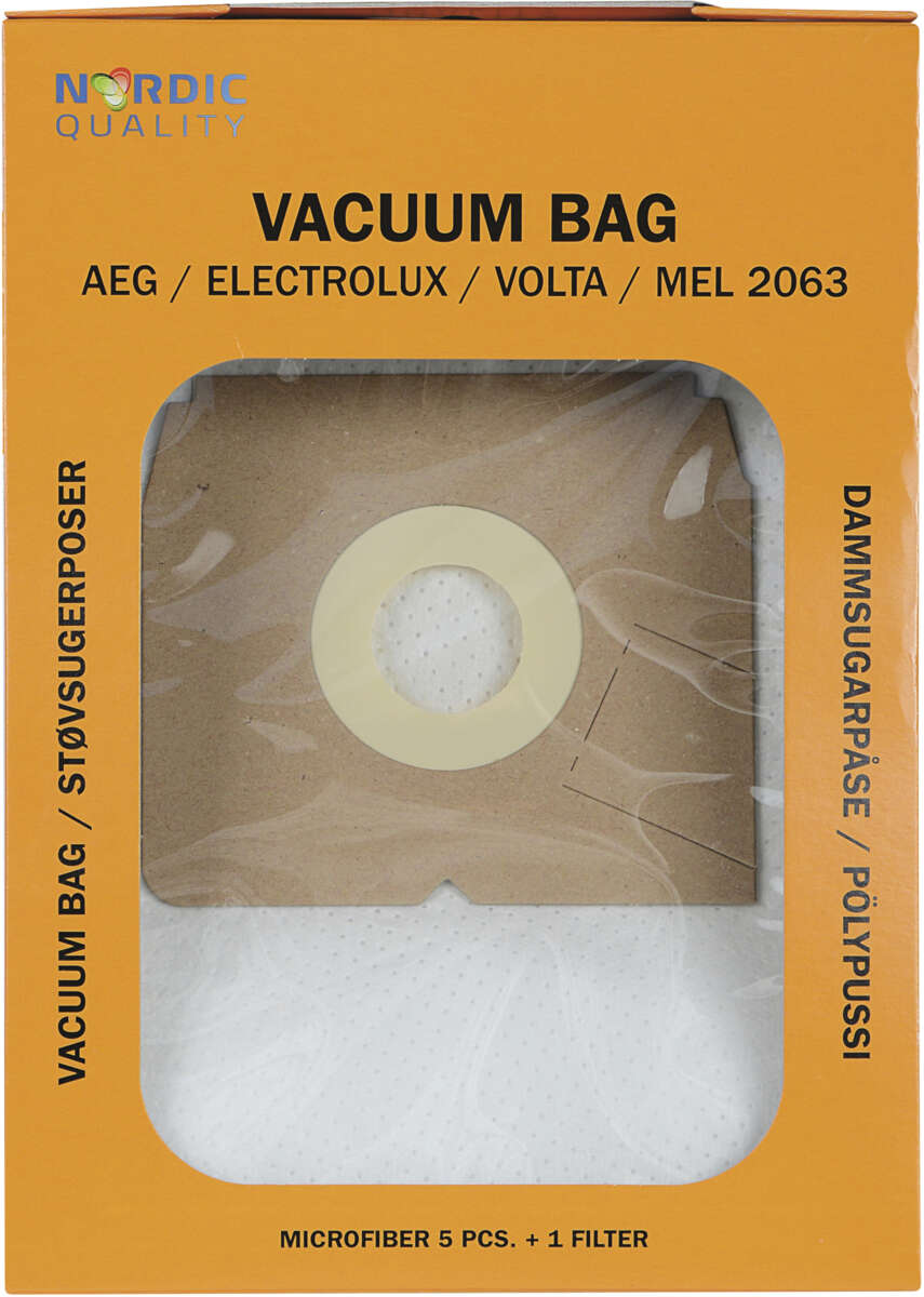 MEL 2063 støvsugerposer 5pk + 1 filter