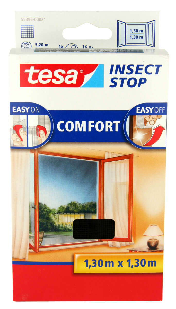 Tesa Insektsnett Comfort Vindu 1,3 x 1,3m Sort