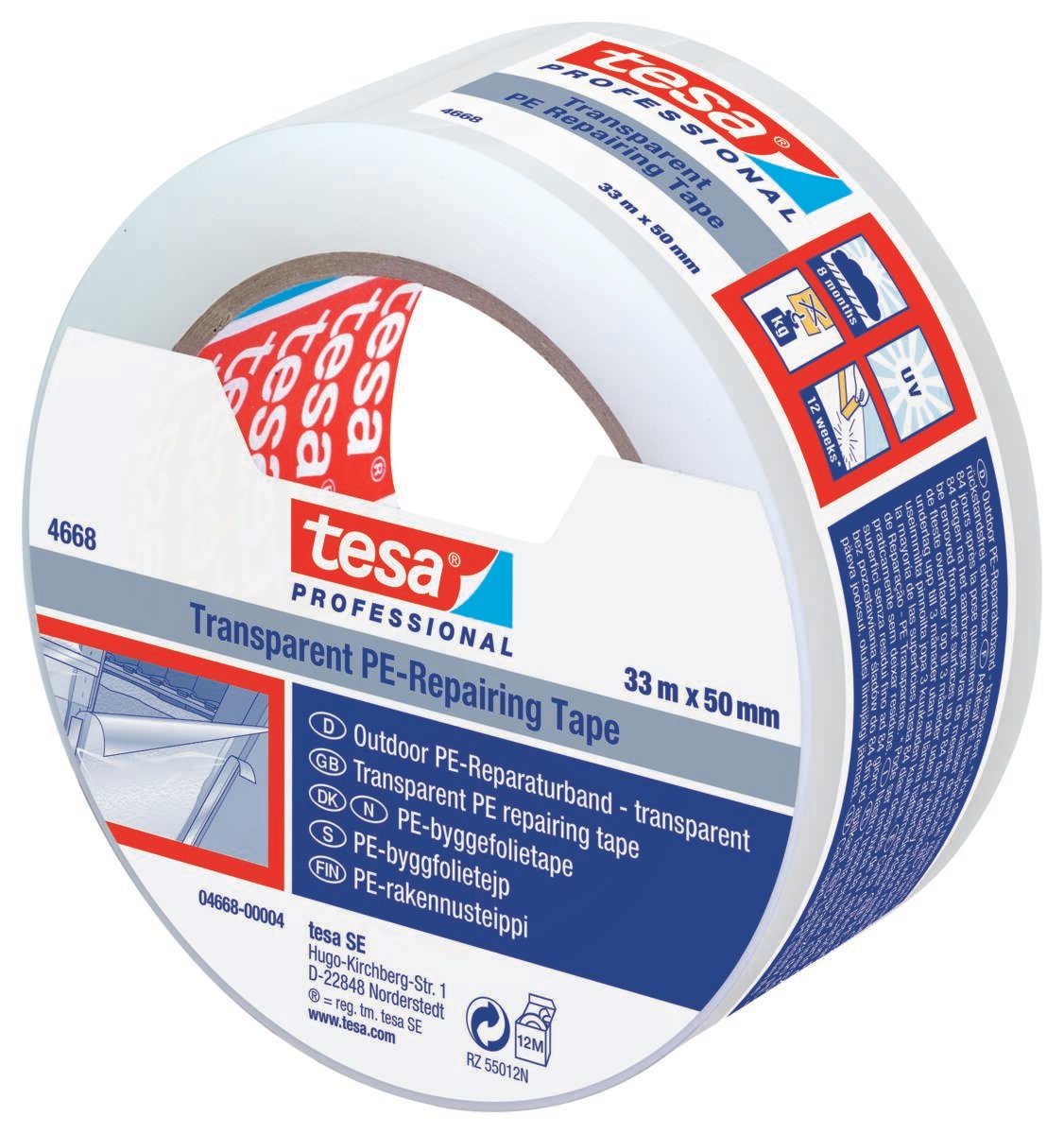 Tesa PE Byggetape transparent 33m x 50mm