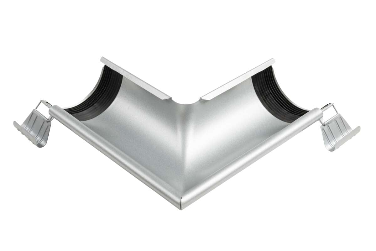 Vinkel utv m/skjøt st 125mm silver