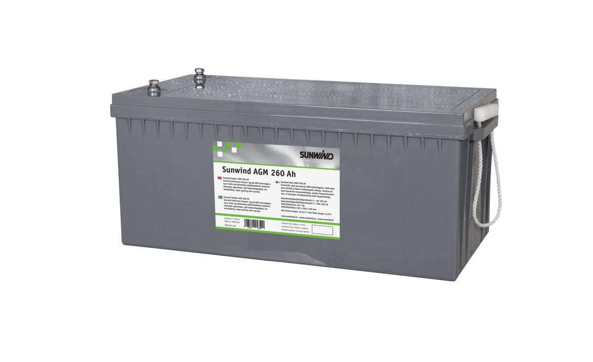 Sunwind AGM 260At 12V batteri