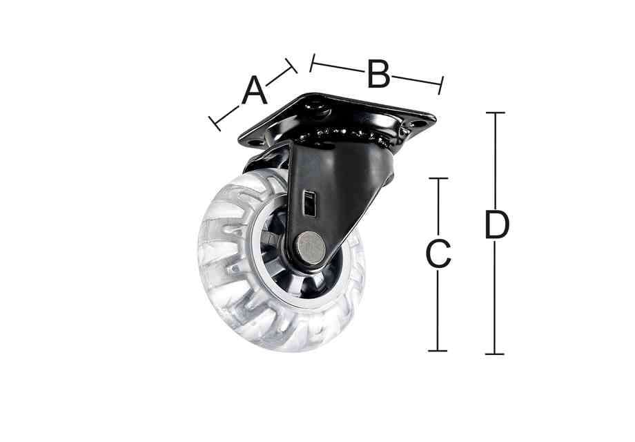 Møbelhjul med plate 4107 sort