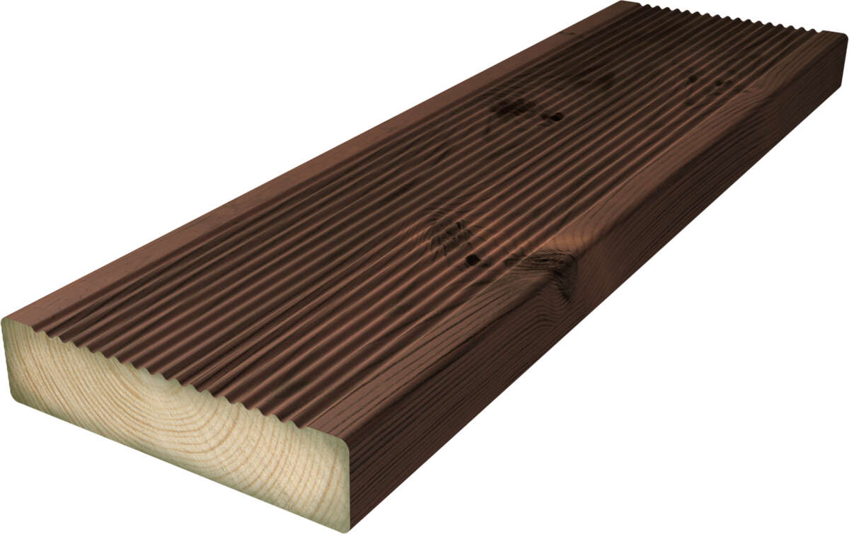 28x120 Royal impregnert terrassebord rillet brun