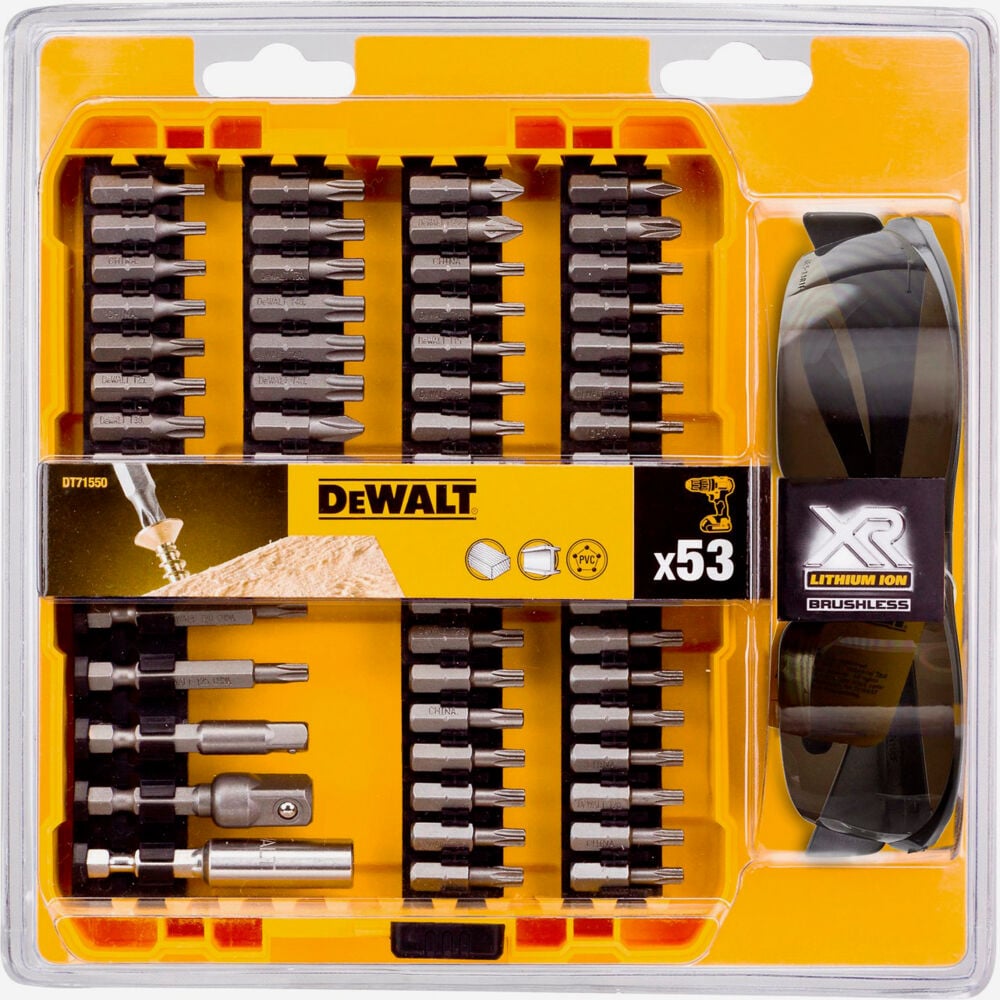 Dewalt DT71550 bitsett 53 deler og solbriller