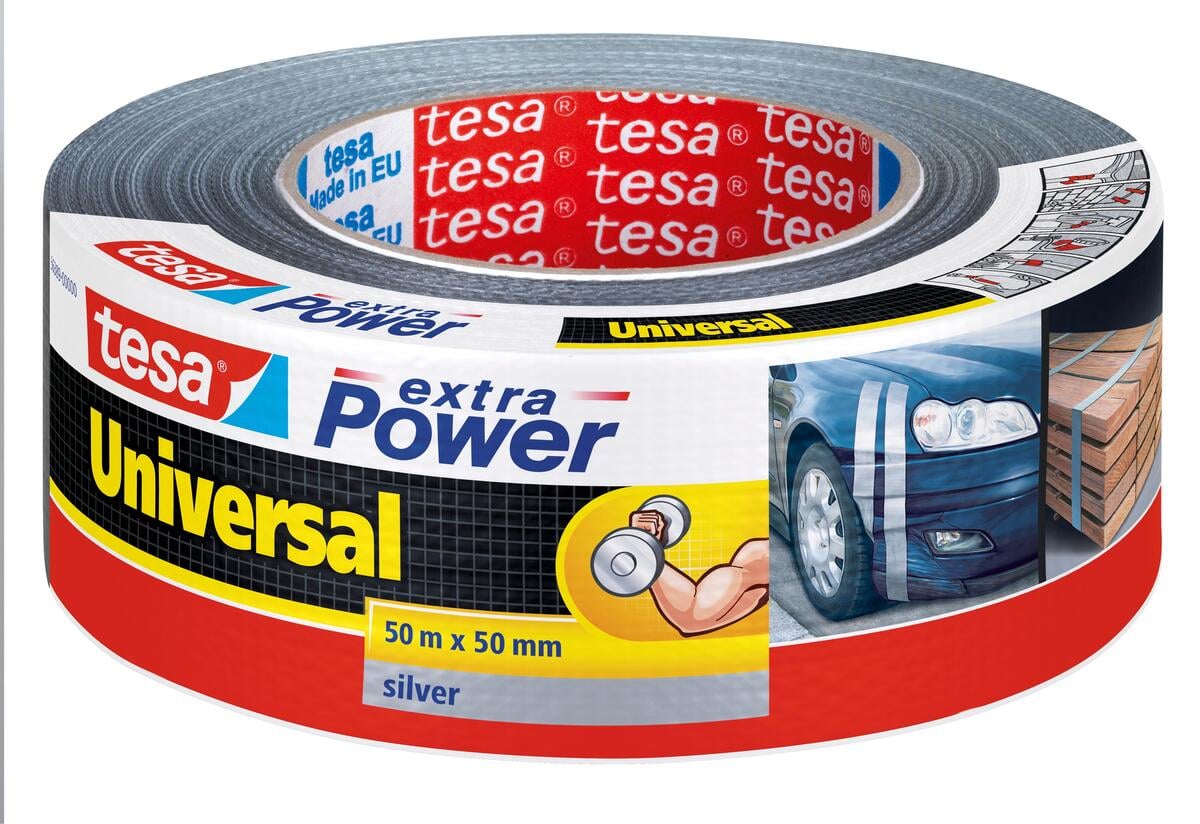 Tesa sølv lerretstape 50 m, 50 mm