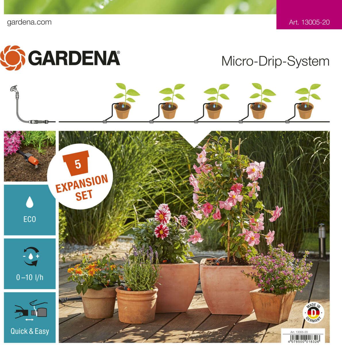 GARDENA startsett dryppvanning blomsterpotter