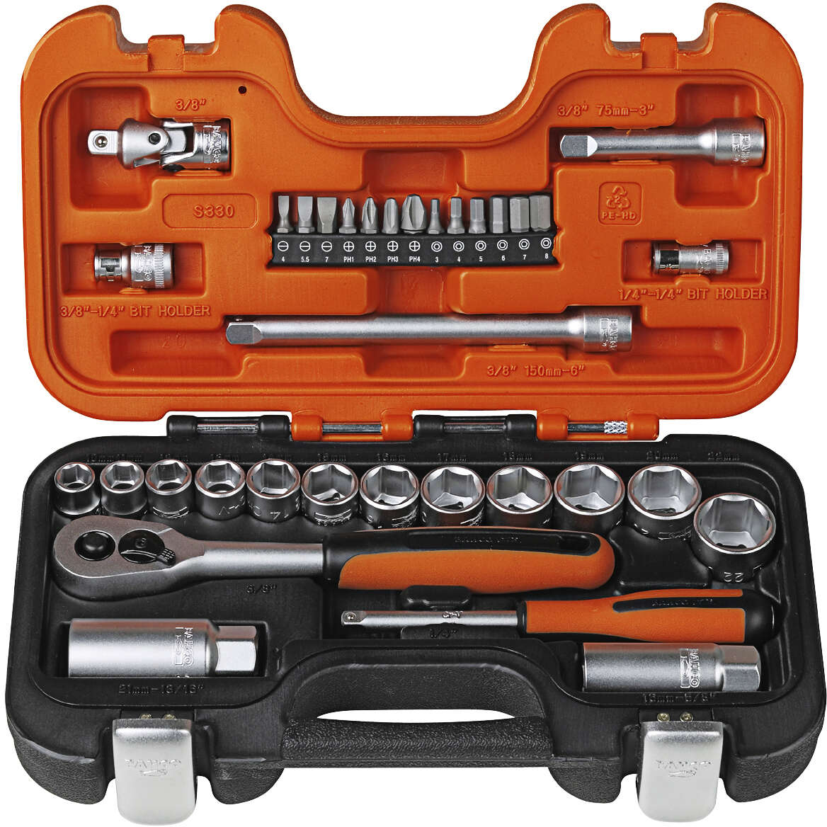 Bahco S330 3/8+1/4" pipesett 34 deler