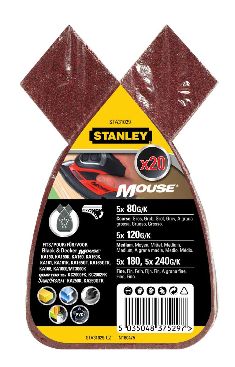 Stanley STA31029 Mouse slipepapir 20-pk